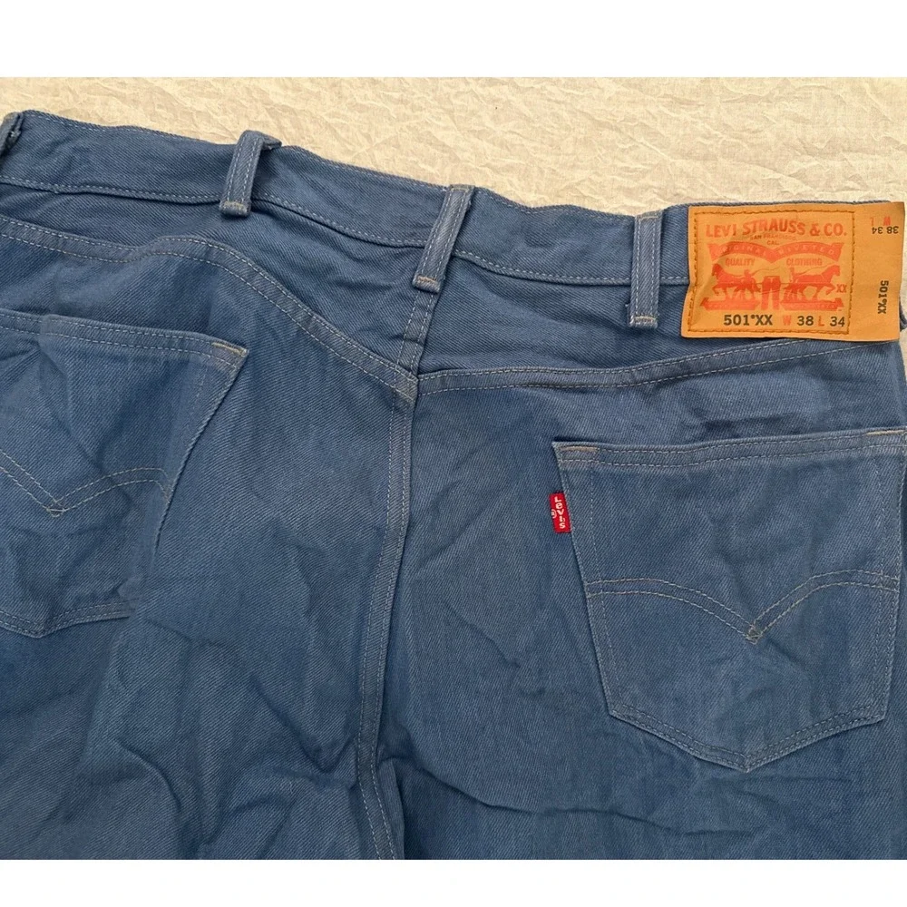 Levi's Jeans Straight Leg Button Fly Denim Blue‎ Pants Men's  38x34 Actual 35x30